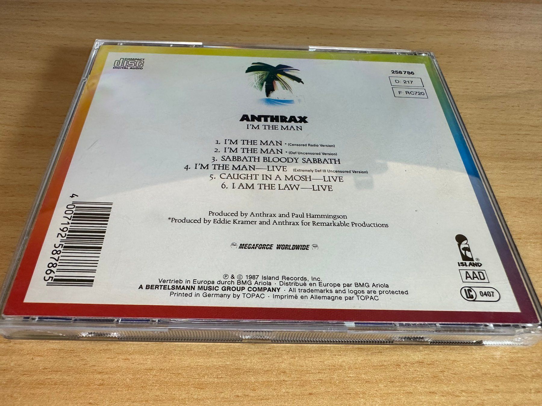 CD: Anthrax – I'm The Man – Usato da Rikon im Tösstal venduto da Alpenmutz 1
