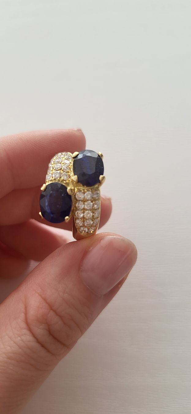 Anelli: Toller Safirring mit 28 Brillanten – Nuovo (secondo la descrizione) da Unterägeri venduto da Altgoldschmuck 4