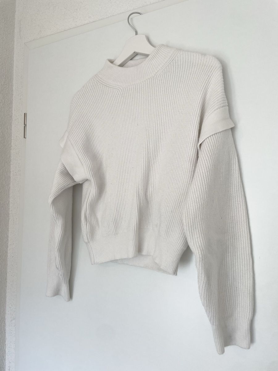 Mango Pullover & Sweatshirts: Stylish White Ribbed Sweater - Perfect Condition! – Neu (gemäss Beschreibung) aus Roche VD von closetcleanse 1