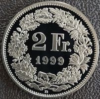 2 Franken 1999 pp / aus Münzsatz / in einer Münzkapsel