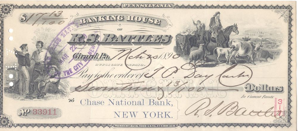 Pennsylvenia: BANKING HOUSE OF R.S.BATTLES, 1890 | Kaufen auf Ricardo