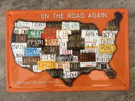 Blechschild mit Autonummer Motiv / United States