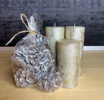 Set gold candles plus gold colored pineapples -New!