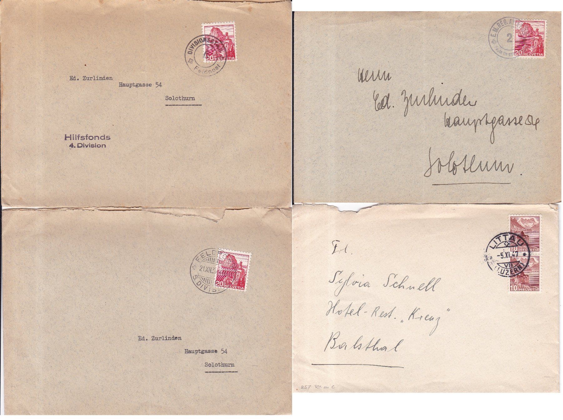 Alle Briefmarken: 44 Stk. Alte CH Briefe, Postkarten, Belege – Gebraucht aus Münchwilen AG von Nesar 2