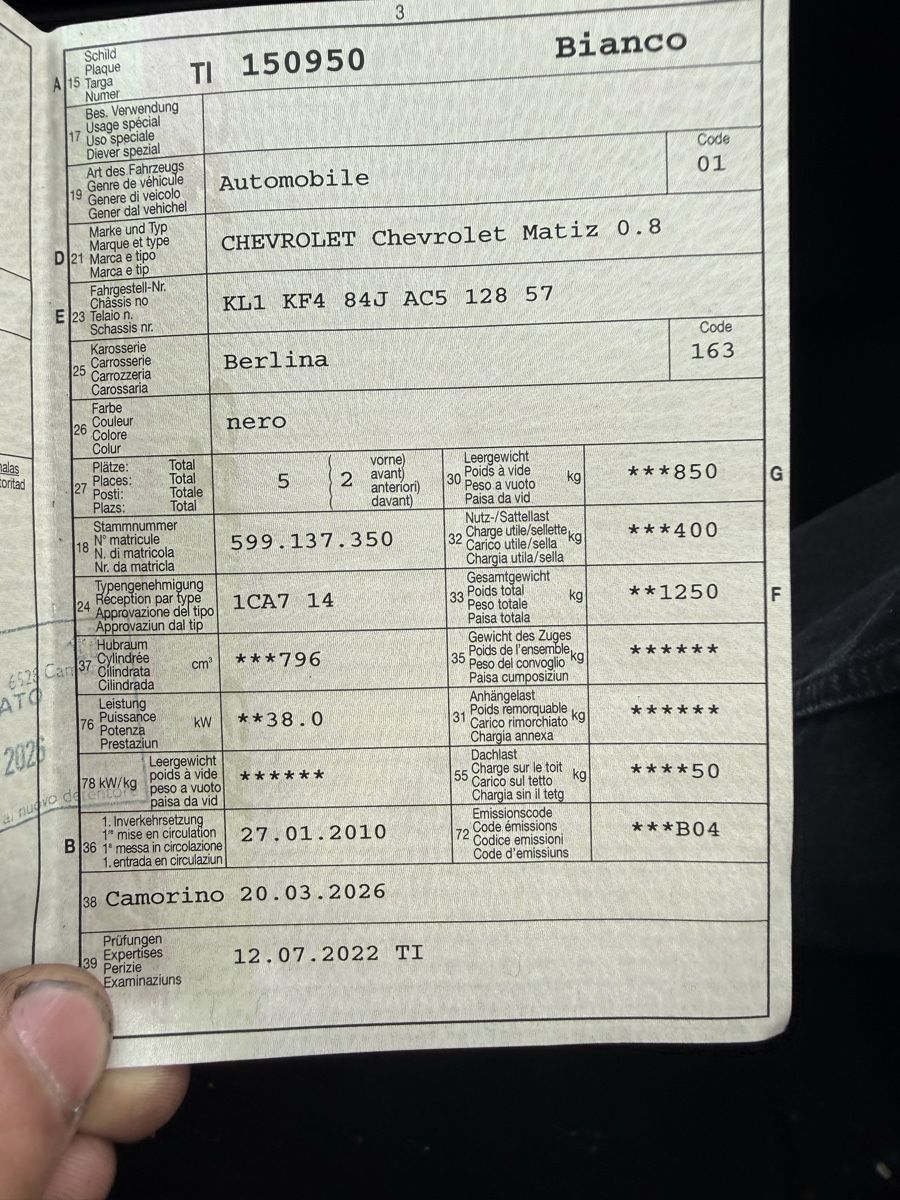 Chevrolet Automobili: Chevrolet Matiz 0.8 – Usato da Chiasso venduto da she_9rhj 8
