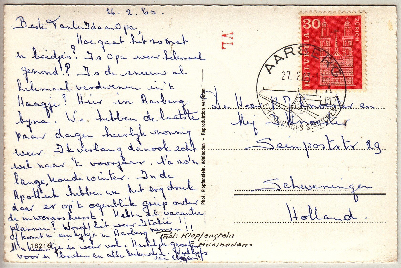 Cartoline postali: AK Adelboden BE 1963 – Usato da Herrliberg venduto da Lfrifda 1