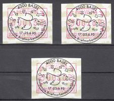 SBK ATM 10, 3 Werte mit Sonderstempel S. 1562
