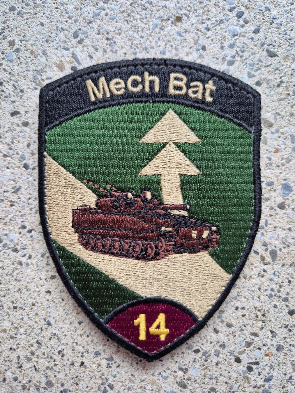 Schweizer Armee Placchette & Badge: *** Badge Panzer Mech Bat 14 mit klett *** – Nuovo e nell'imballaggio originale da Riedholz venduto da fr_sIruP