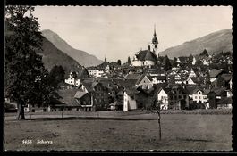 AK Schwyz, Ortsansicht mit Kirche
