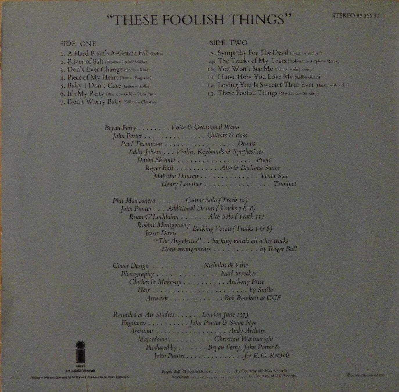 Dischi in vinile: BRYAN FERRY - These foolish Things – Usato da Neftenbach venduto da Verk13 1
