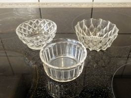 3 Dessertschalen, Kristallglas, geschliffen, Top Erhaltung