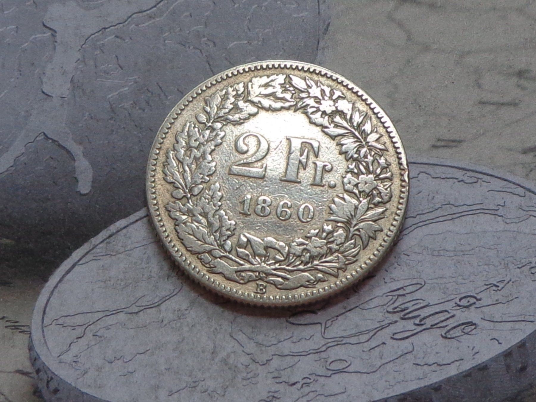 Toutes les monnaies: 2 Fr. 1860 B - Helvetia assise – D'occasion à Pully par UCA01