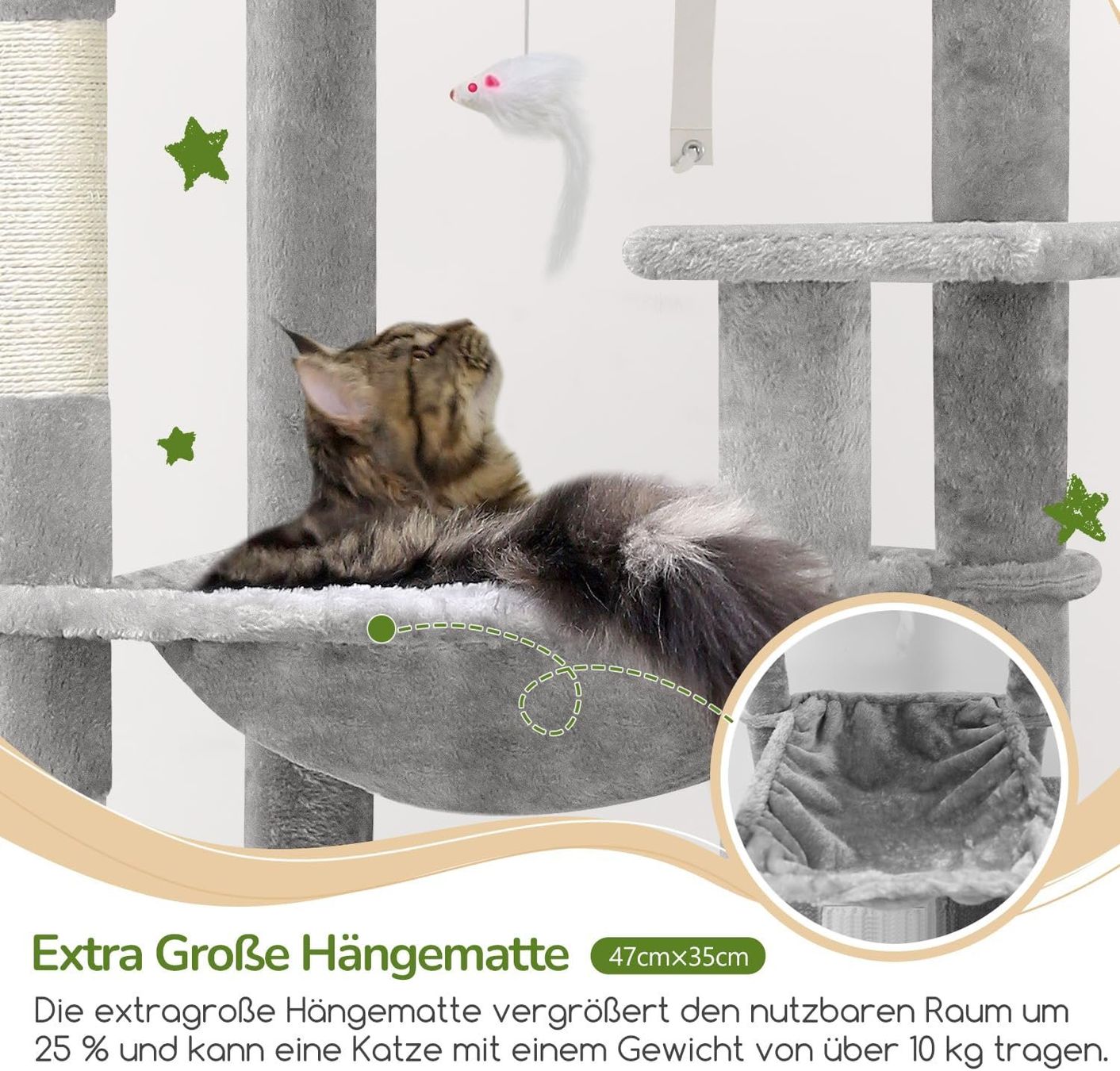 Tiragraffi: Kratzbaum Kletterbaum Katzenbaum 178cm Katzenhaus hellgrau – Nuovo e nell'imballaggio originale da Zürich venduto da MueDes 3