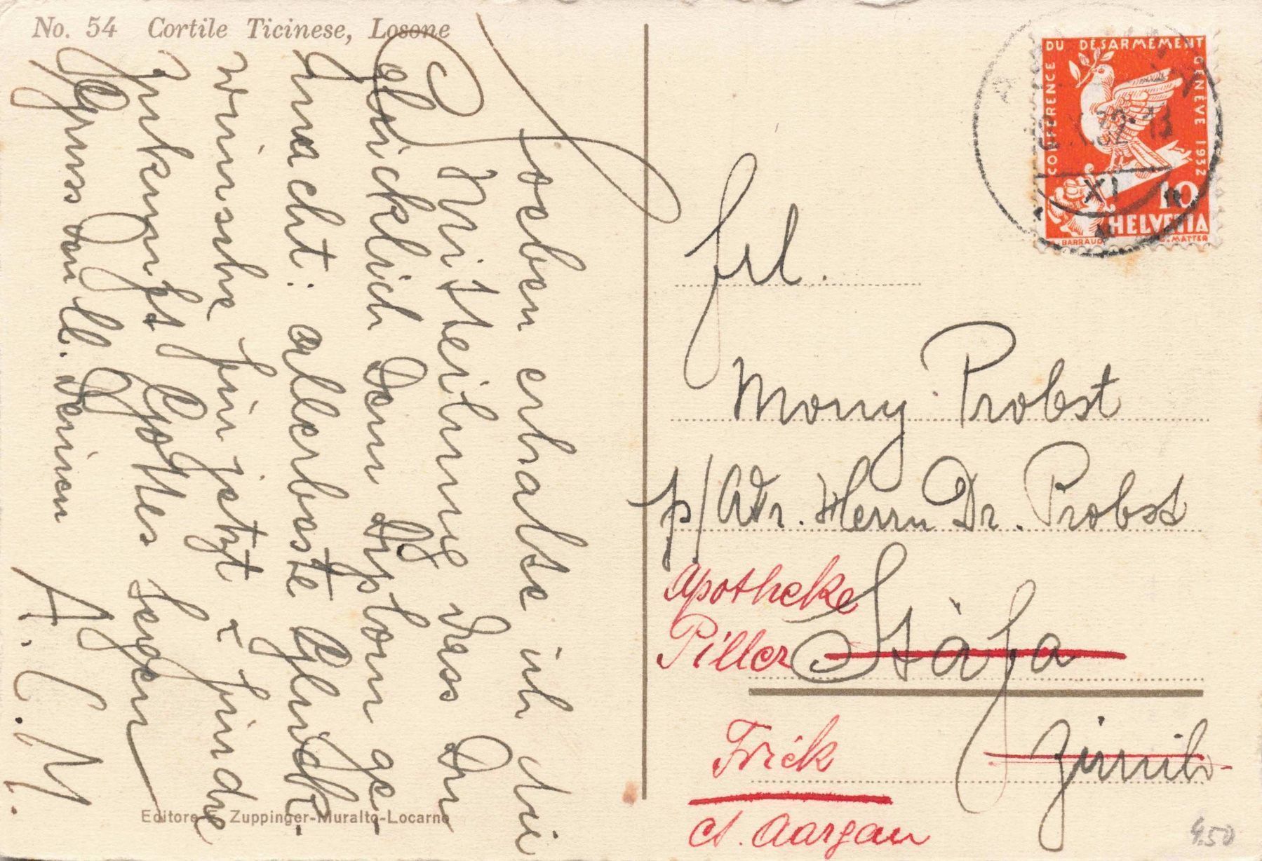Cartoline postali: Losone cortile ticinese A – Usato da Biasca venduto da Blenio71 1
