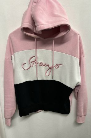Trendiger Hoodie, Gr. S/M, Rosa/Weiss/Schwarz, Top Zustand!