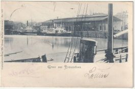 AK Gruss aus Romanshorn, mit 2 Dampfer im Hafen, 1901