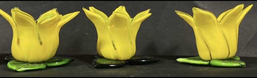 Murano Kerzenständer: Murano Glas Teelicht Halter,  gelbe Tulpen – Gebraucht aus Zollikerberg von Jvac 2