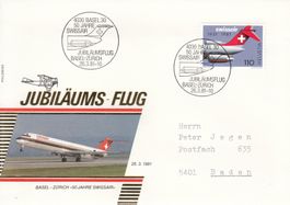 1981 50 Jahre Swissair Jubiläumsflug Basel-Zürich 26.3.81