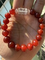 Karneol Armband Elastisch mit Geschnitztem Bergkristall-10mm