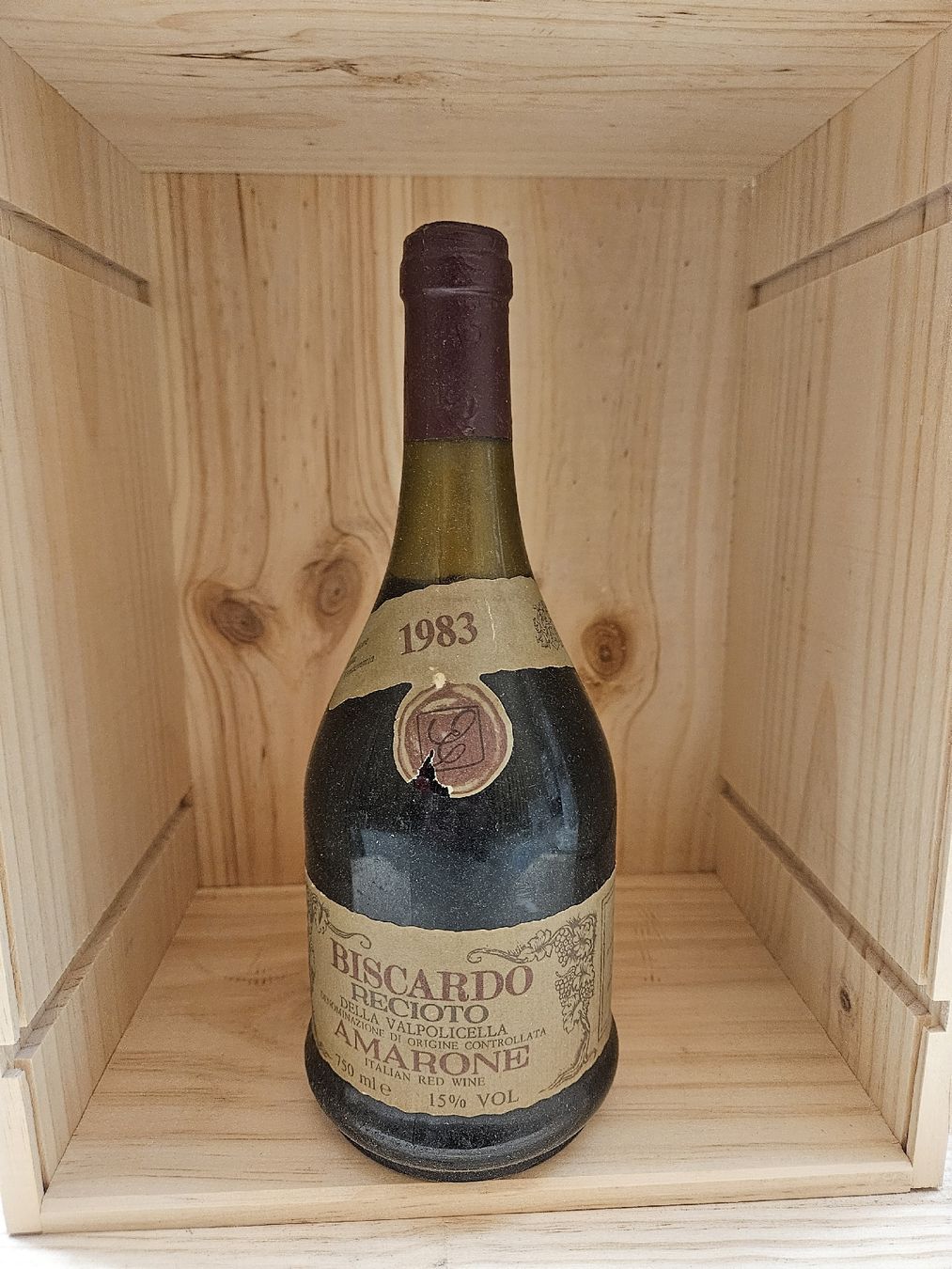 Amarone Vino: Recioto Amarone Biscardo 1983 – Nuovo e nell'imballaggio originale da Zofingen venduto da WouterSamwel