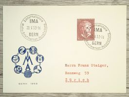 TR89 Carte Postale + Timbre Suisse 1953