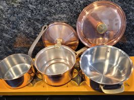Kupfer Kochtopf Set, 7-teilig, Vintage Look, Top Zustand