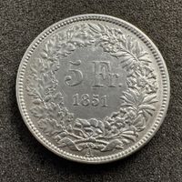 5 Franken Silber 1851 sitzende Helvetia