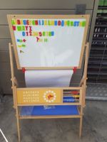 Magnet-Standtafel mit Ablage, 2seitig mit Kreidetafel/Whiteb