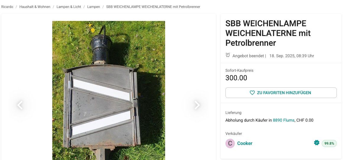 SBB/CFF/FFS Modellini di ferrovie: SBB Weichenlaterne - Original + Eisenbahn Literatur – Usato da Winterthur venduto da Monstera 5