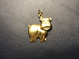 Anhänger Flusspferd / Nilpferd aus 18 Karat Gelbgold Au 750