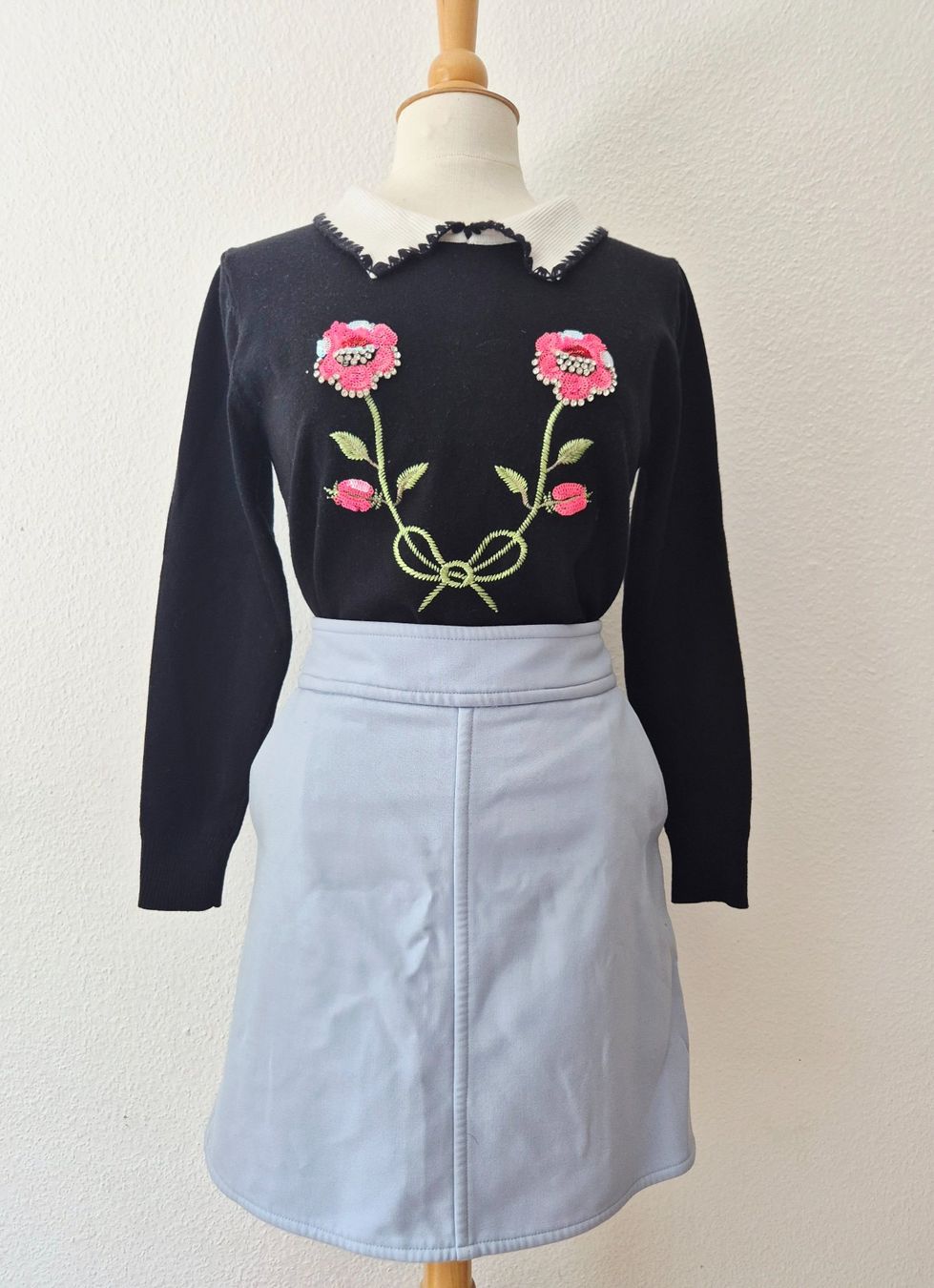 Hallhuber Gonne: ROCK JUPE HALLHUBER 38 M HELLBLAU,  TOP ZU PULLOVER TOP – Usato da Elsau venduto da the-colorful-side 4