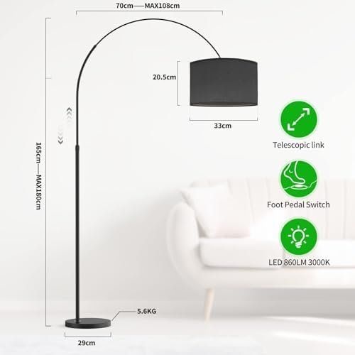 Lampen: Schwarzer Lampenschirm Bogenlampe Stehlampe LED E27 – Neu und originalverpackt aus Hundwil von Equiply 2