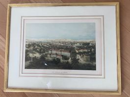 Farblithographie - Zürich von der alten Sternwarte (1872)