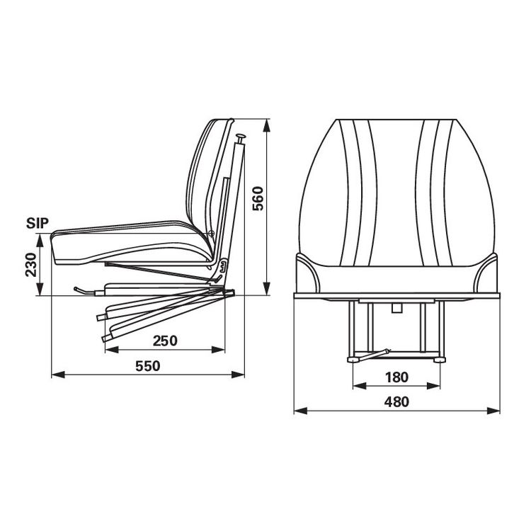 Schleppersitz | mechanische Federung | verstellbar | Kunstlederbezug