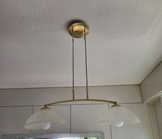 Hängelampe Messing 2 Lampen Milchglas 