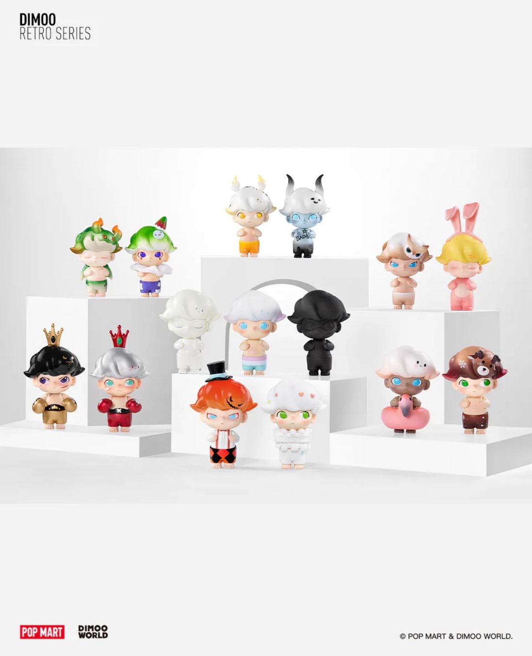 Pop Mart Dimoo Retro Series - Set (Checkcard) (Neu (gemäss Beschreibung ...