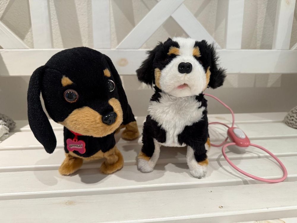  Zwei elektrische Hunde mit Leine 