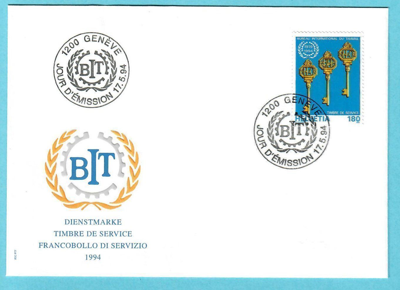 Tous les timbres: 1994 Dienstmarkenbrief BIT- – D'occasion à Bützberg par Die.6.a 1