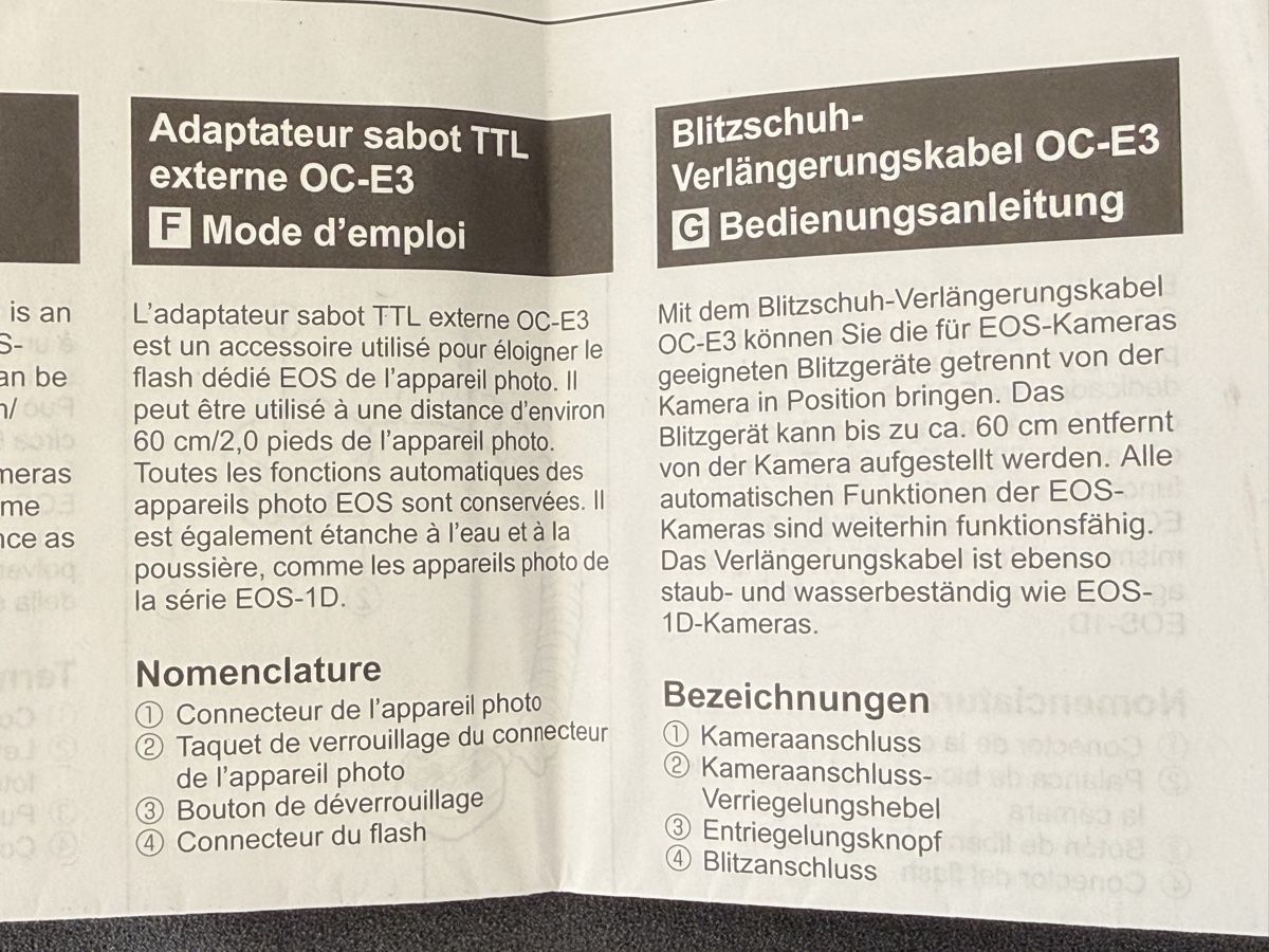 Canon Laufwerke & Adapter: Canon OC -E3 TTL adapter – Gebraucht aus Bellinzona von CRS-LRT 3