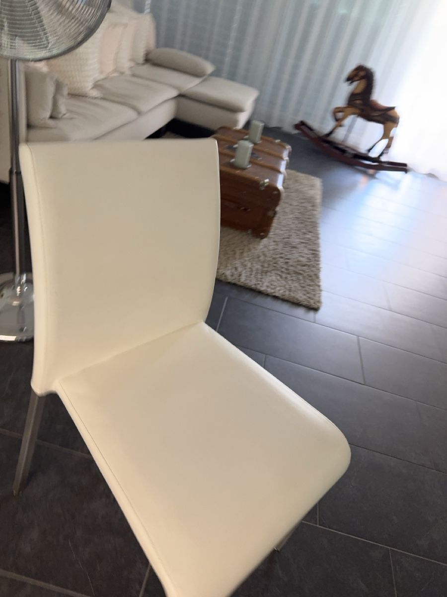 Pfister Sedie: Kunst Lederstühle weiss – Usato da Rotkreuz venduto da emu72 1