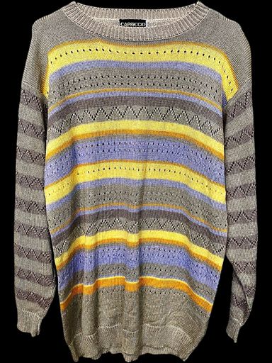 Lotti di vestiti: Capricco gestreifter Strickpullover - Beige mit gelben und – Usato da Zug venduto da vinokilo 1