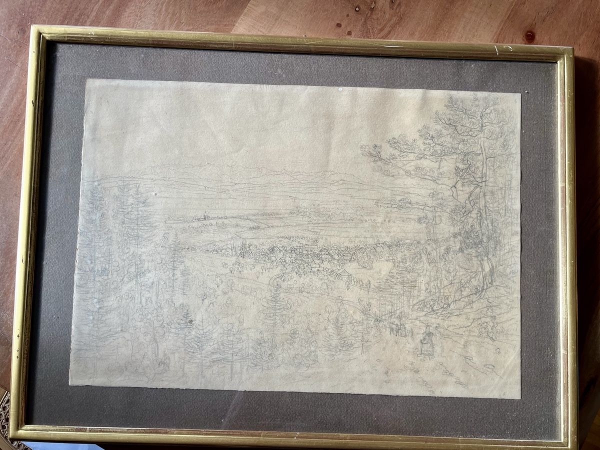 Dipinti: Studie von Emanuel Labhardt - Blick über Rheinau – Usato da Ottikon venduto da san_w99n
