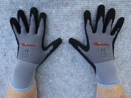 100 Paar Arbeitshandschuhe, Textilhandschuhe gummiert 9/M