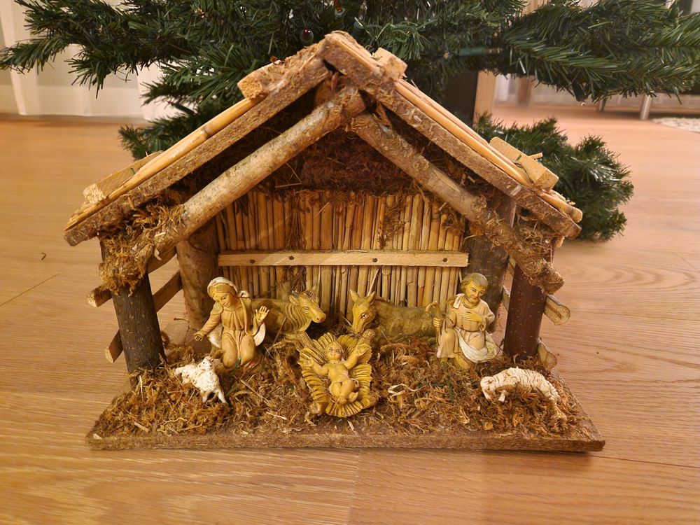 Weihnachtskrippe Aus Holz & Moos Mit Figuren In Sachsen - Plauen