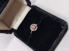 Pinker Moissonite Ring Silberring 925 Grösse verstellb