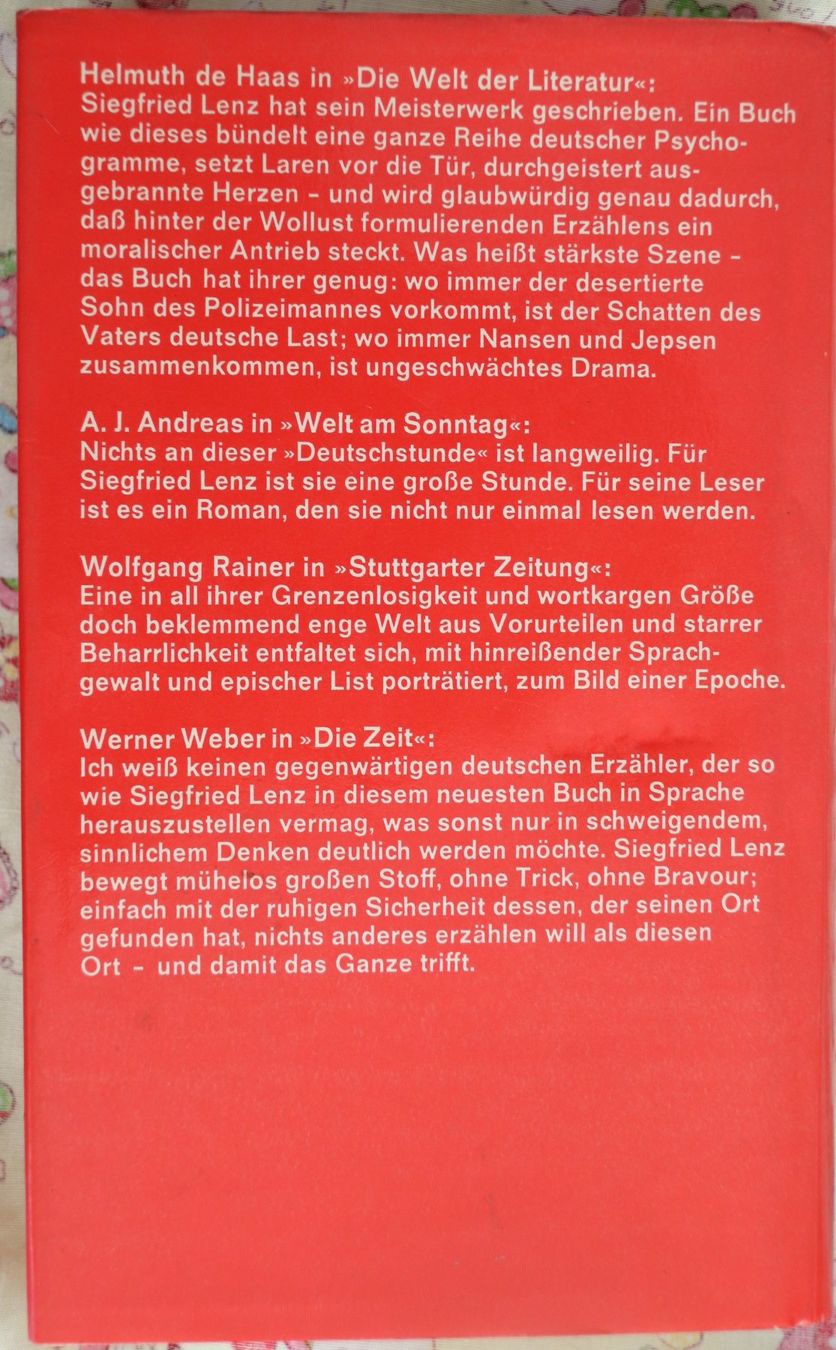 Libri: Deutschstunde von Siegfried Lenz – Usato da Glattfelden venduto da Vrenely 1