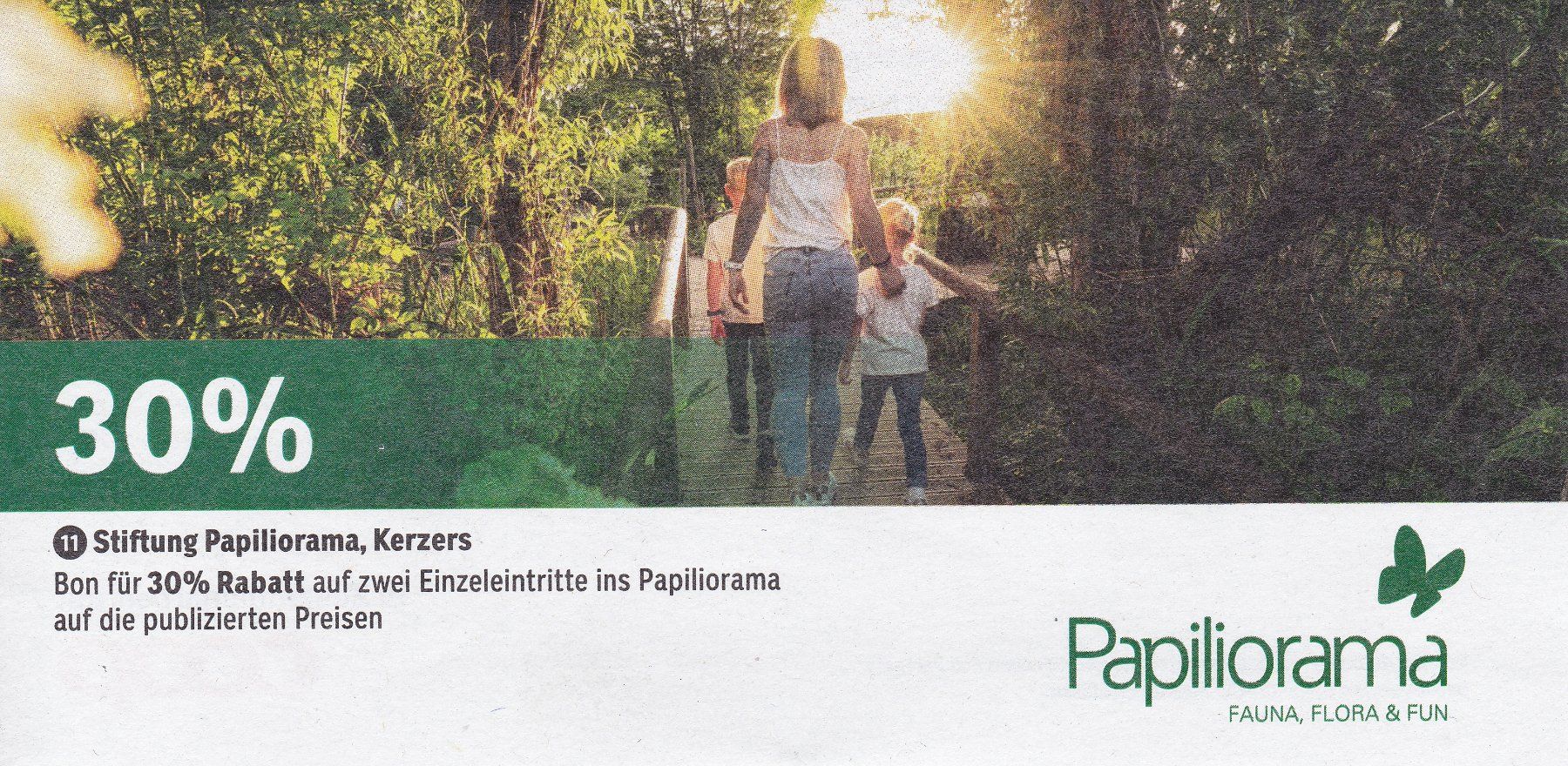 Buoni: Bon Papiliorama Kerzers 30% Rabatt auf 2 Eintritte – Nuovo (secondo la descrizione) da Schliern b. Köniz venduto da joni20