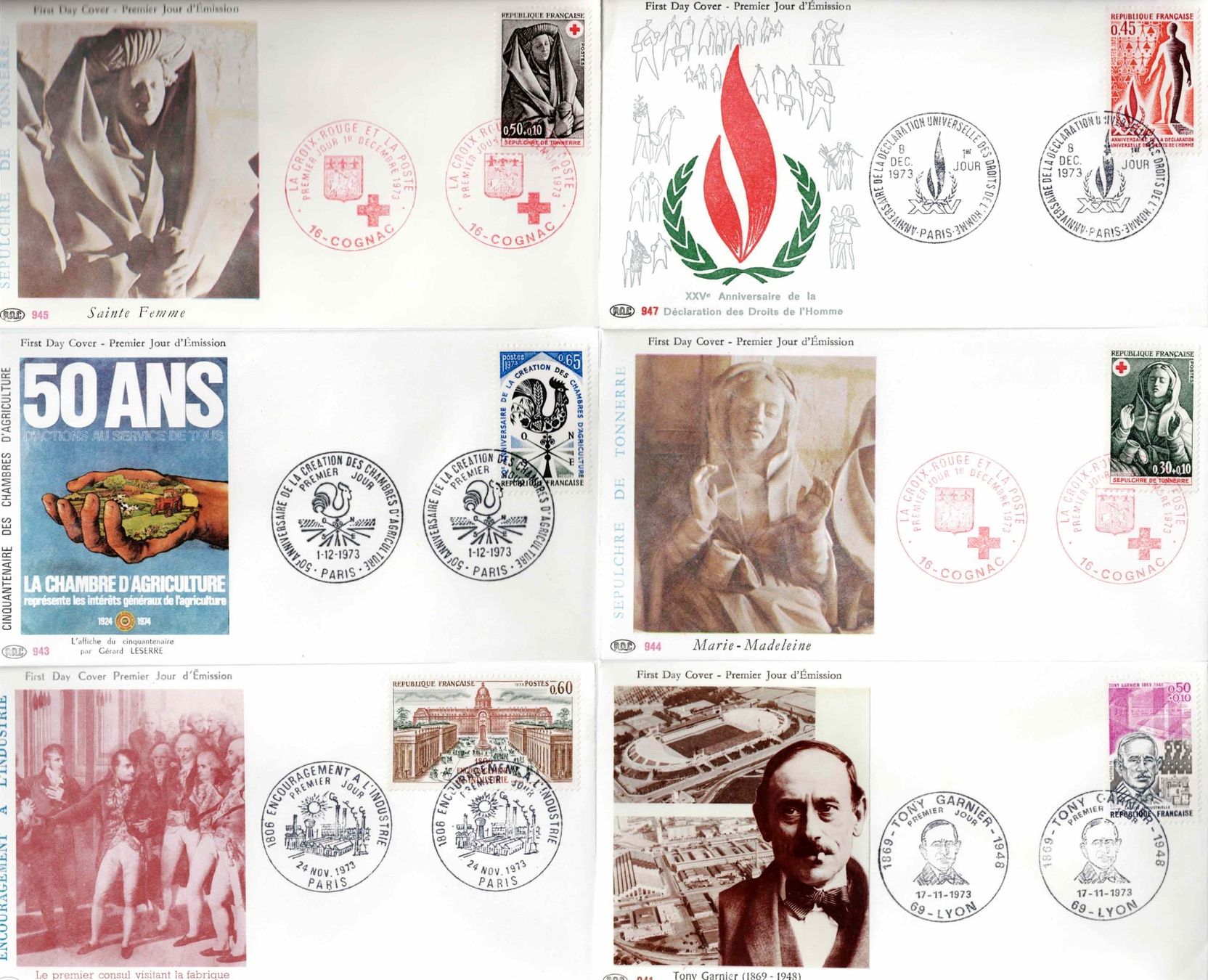 Tutti i francobolli: 6 Stück FDC Frankreich – Usato da Koblenz venduto da Markenhimmel