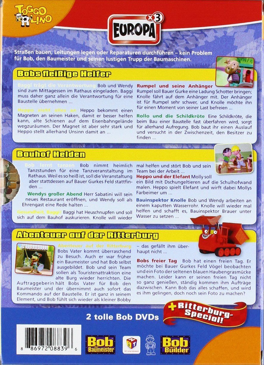 Tutti i DVDs: Bob der Baumeister: 3er DVD Box 1 – Nuovo e nell'imballaggio originale da Steinhausen venduto da Vilivinili 1