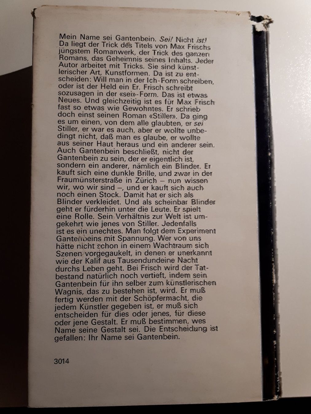 Libri: Max Frisch: Mein Name sei Gantenbein – Usato da Dietikon venduto da Buchantiqdietikon 1